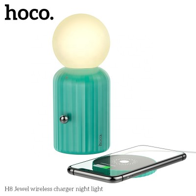 Hoco H8 Jewel desktop 7 color night light with wireless charger 5W/7.5W/10W output.