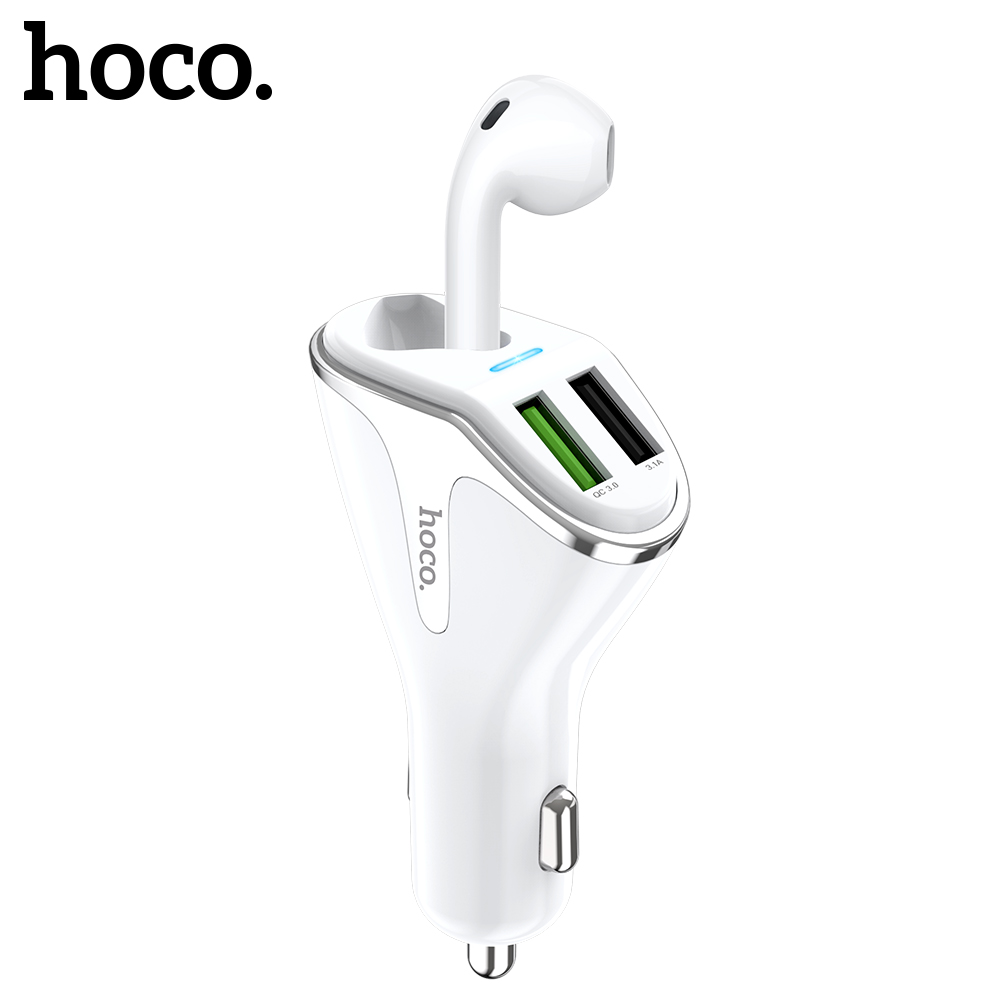 Hoco. E47 Traveller car charger dual USB output QC3.0 with wireless headset